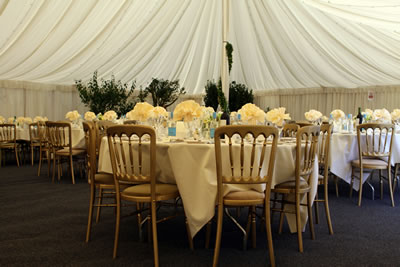 outdoor banquet reception with tent